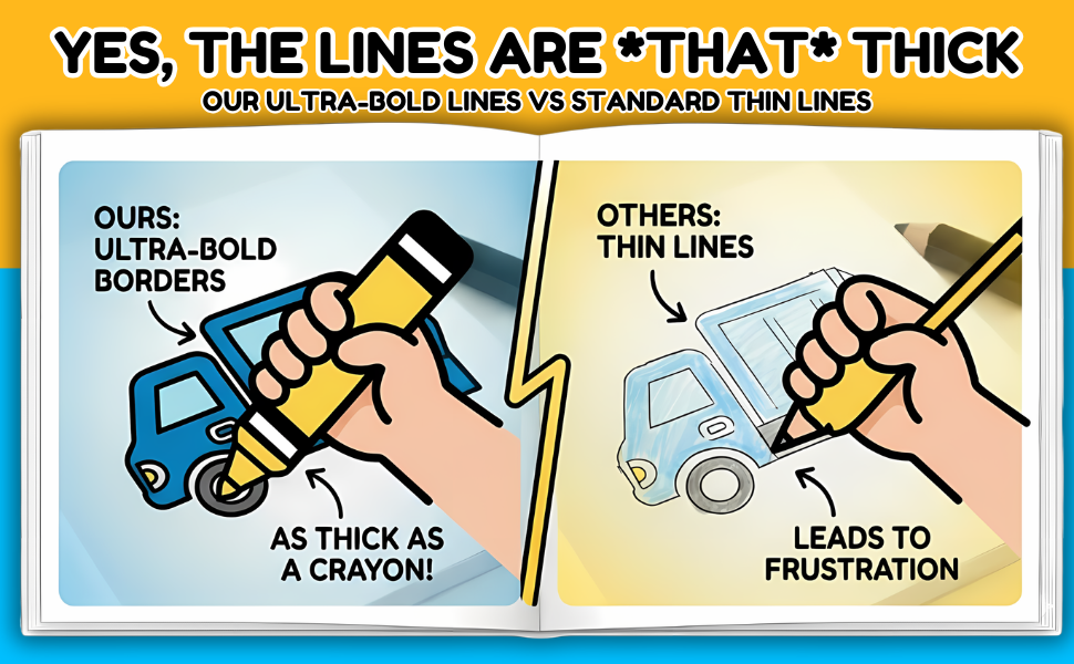 Our ultra-bold lines vs standard thin lines — as thick as a crayon